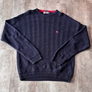 Chaps Ralph Lauren Knit Sweater Mens XL Blue Hand Framed